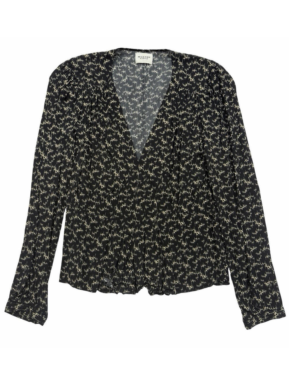 Isabel Marant Etoile Eddy V-Neck Blouse Printed Black Size FR 36 | US 4 | S